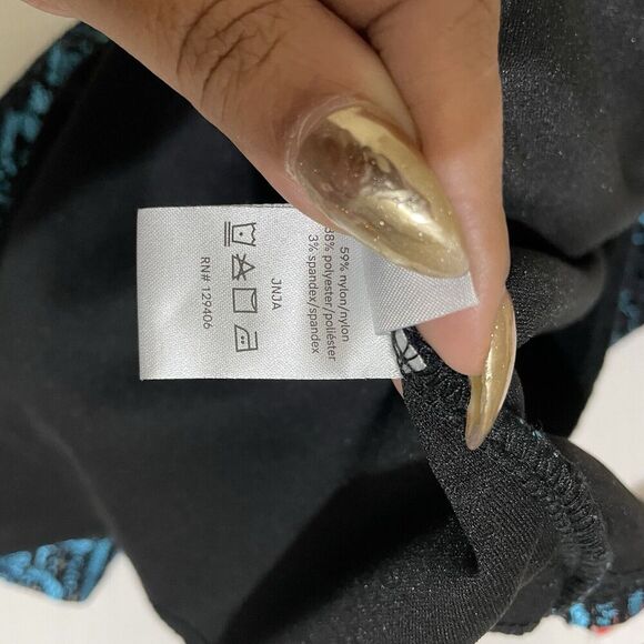 Y2K Sheer Floral Top Lace Print Fairy Witchy Whimsigoth Size Small S Teal Black - Picture 11 of 11